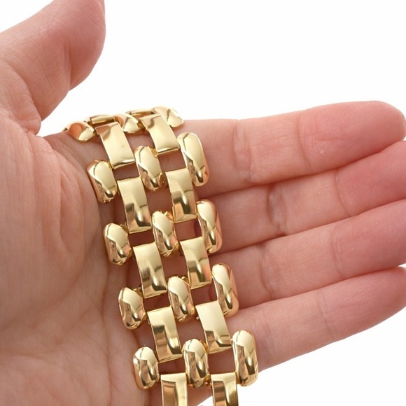 Gold Tone Multi-Row Statement Necklace | Chunky Collar Necklace | New - Picture 3 of 5